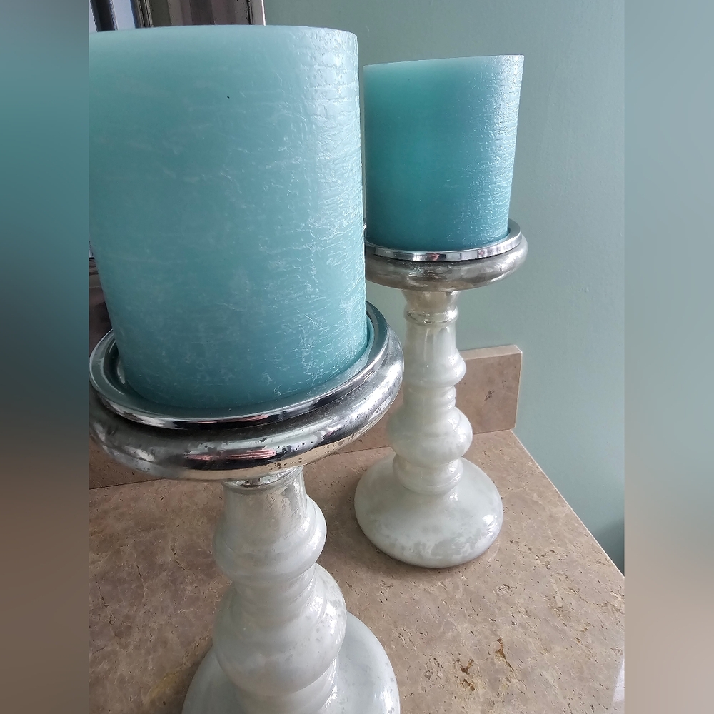 Elegant Sea Green FLAMELESS Candle Set